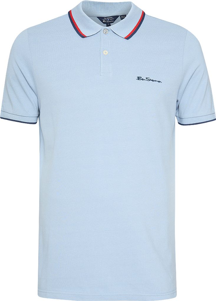 S|BEN SHERMAN Twin Tipped Herren Polo-Shirt 0076270-ICEBLUE
