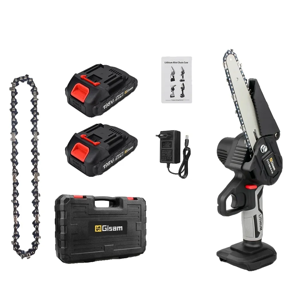 Mini tronçonneuse 1500W rechargeable, guide 6 pouces avec double batterie