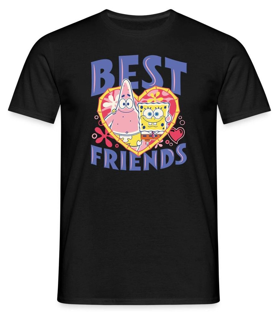 Spreadshirt Spongebob Schwammkopf Und Patrick Beste Freunde Männer T-Shirt, S, Schwarz