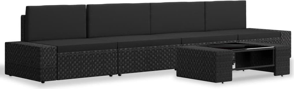 vidaXL 5-tlg. Garten-Lounge-Set Poly Rattan Schwarz