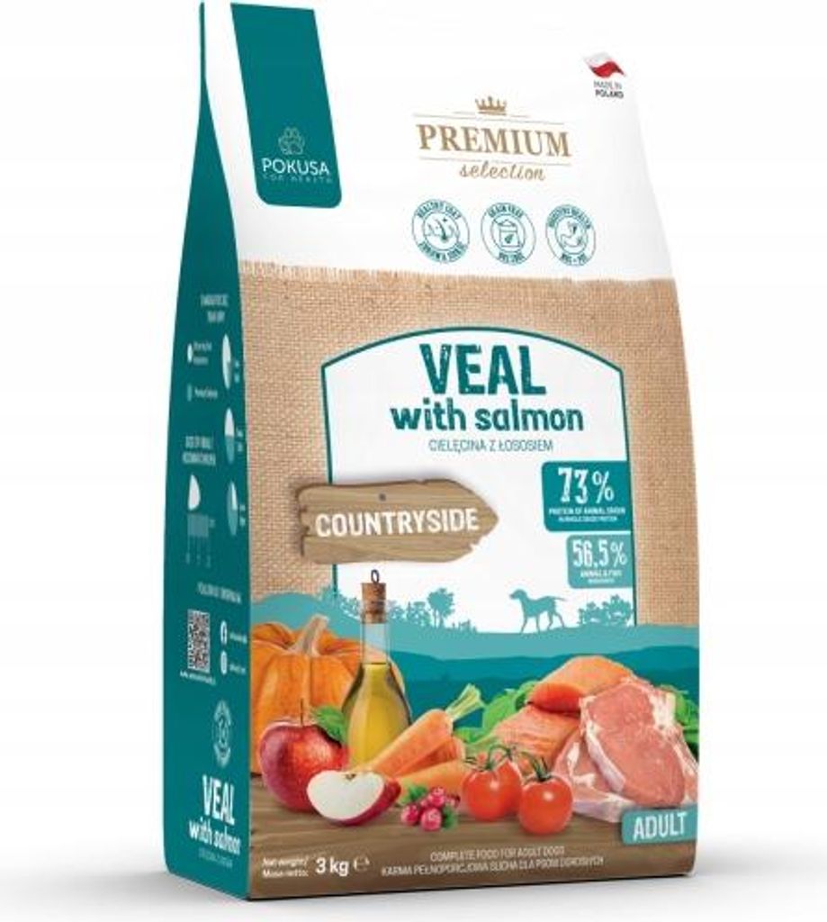 POKUSA - Kalbfleisch mit Lachs - 3kg - Trockenfutter für Produktbild 