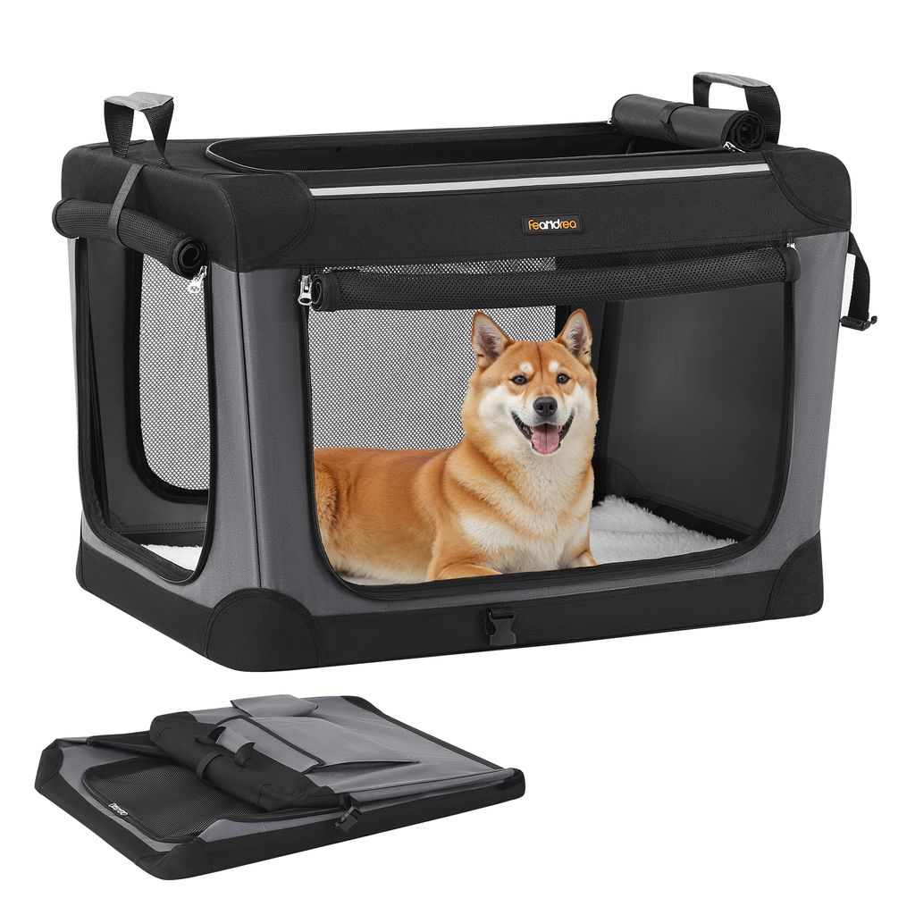 Feandrea Hundebox faltbar, Transportbox, Hundetasche, Oxford-Gewebe, Taschen für Futter