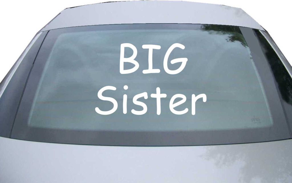 Indigos UG - Aufkleber Heckscheibe & Motorklappe DE6932 - weiß - 600x386 mm - Big Sister - Auto Scheiben Fenster Heckklappe Tuning Racing JDM - Di...
