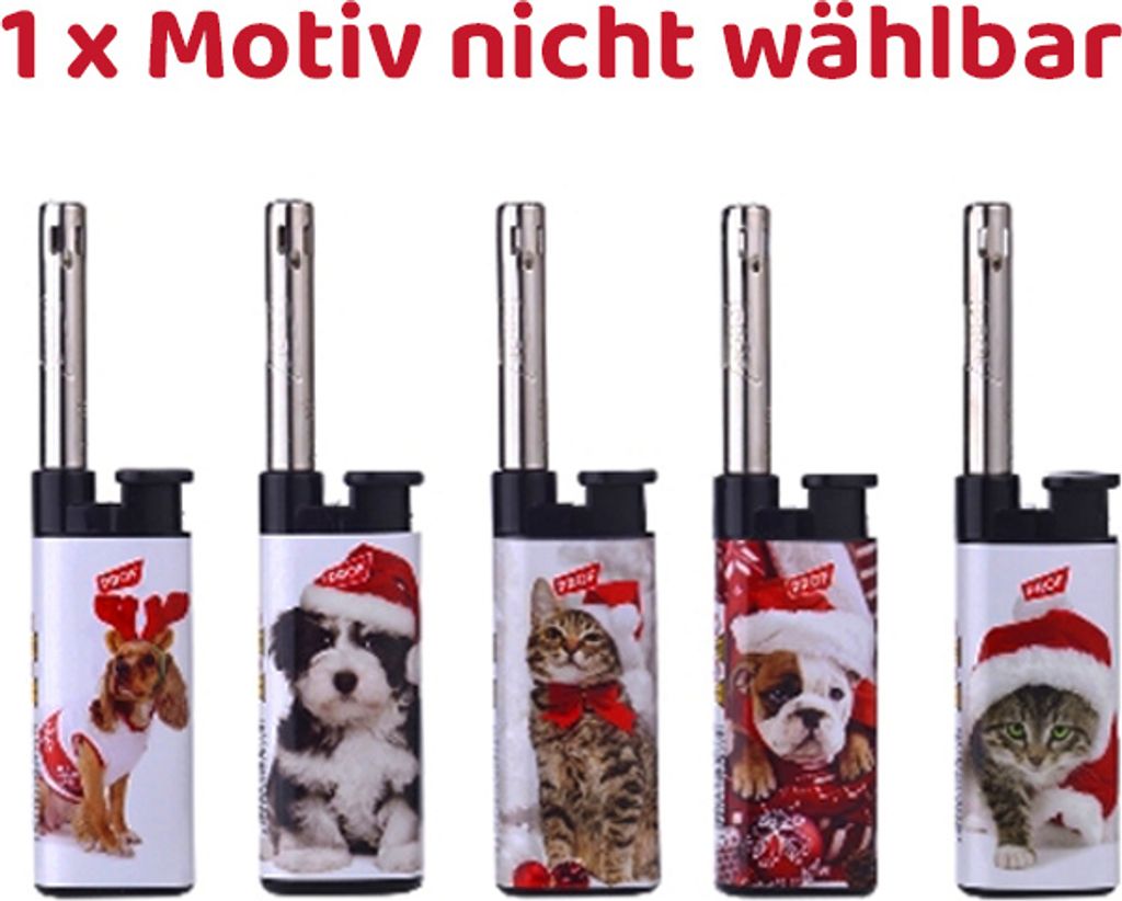 PROF Stabfeuerzeug mit festlichen Tiermotiven, Design zufällig
