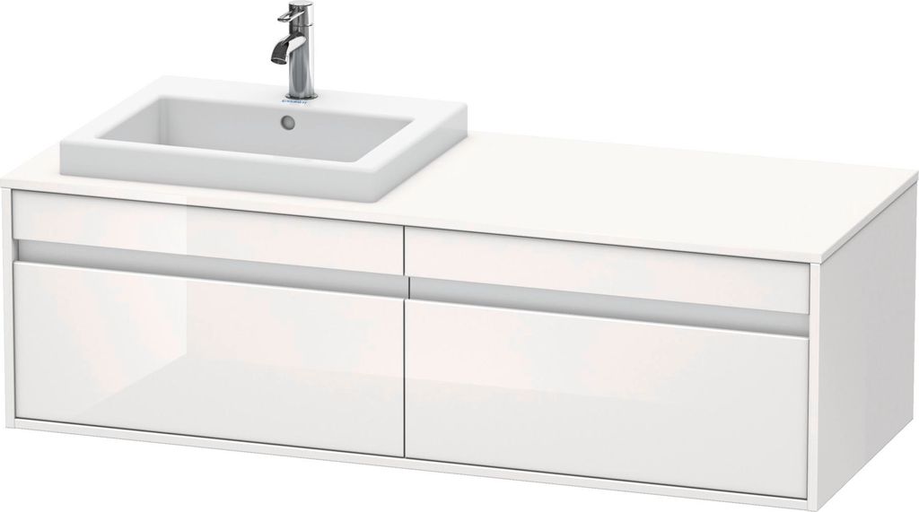 Waschtischunterbau KETHO 550x1400x426mm WT links weiß hochglanz Waschtisch links weiß hochglanz