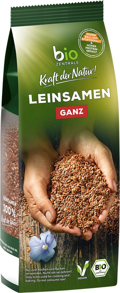 Leinsamen ganz nussig sättigend vielseitig ideal zum Backen Produktbild 