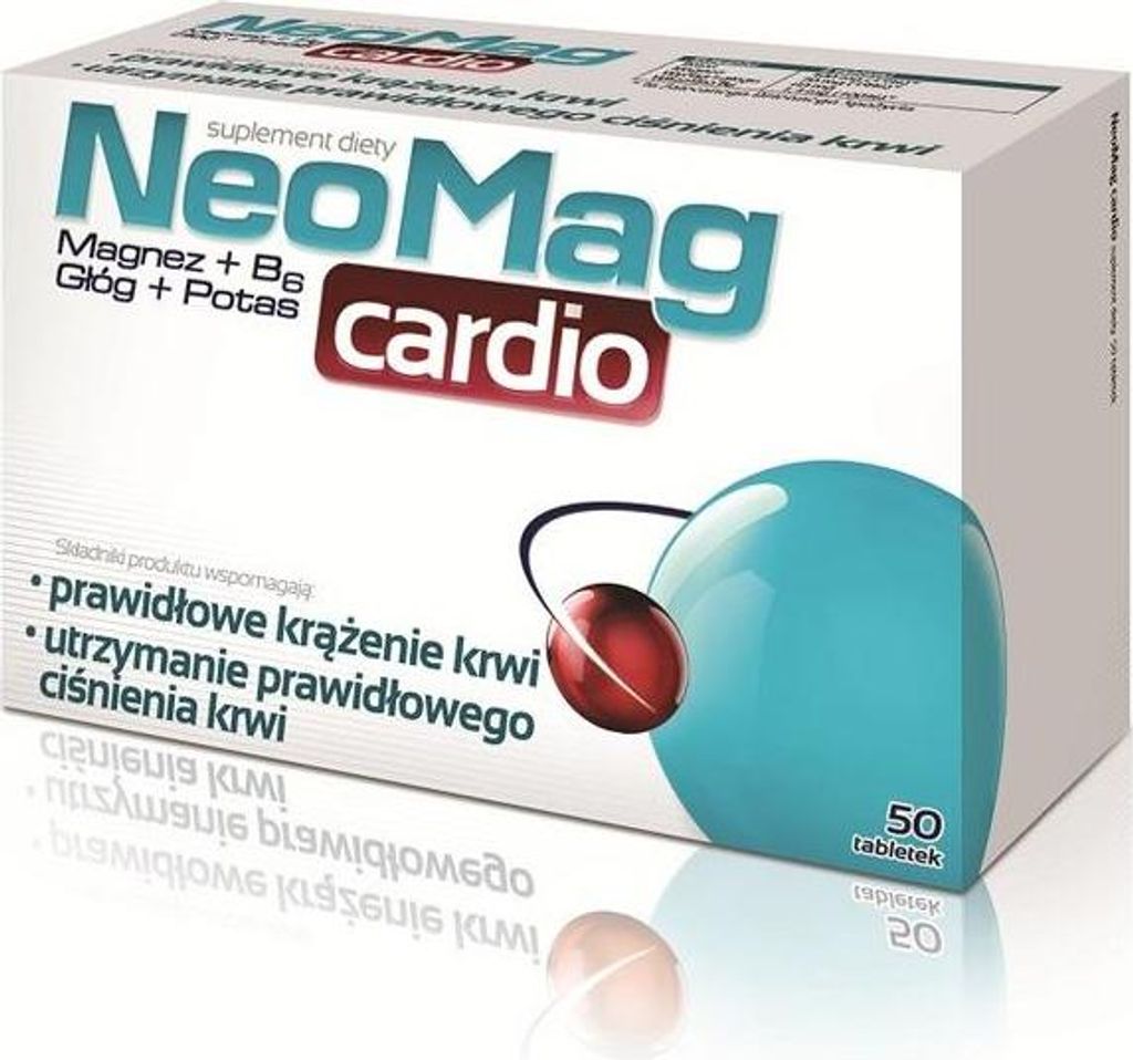 A product box for NeoMag Cardio supplements.