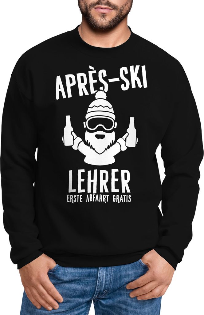 Sweatshirt Herren Apres-Ski Lehrer Rundhals-Pullover Moonworks schwarz M