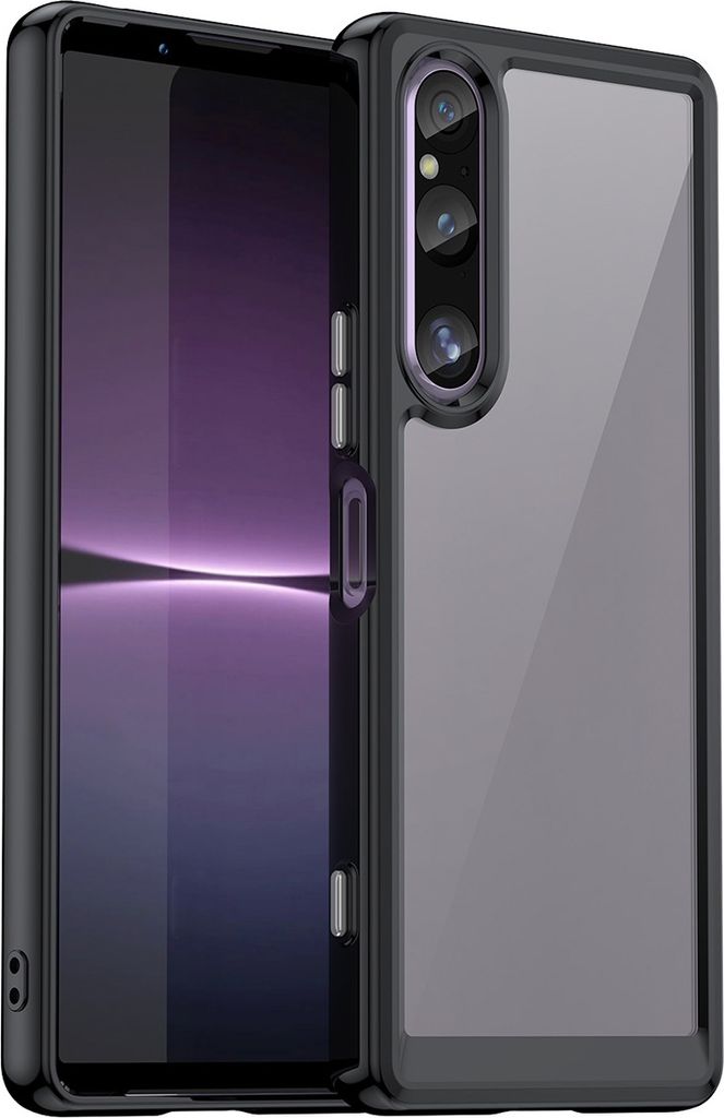Sony Xperia 1 V Hülle, Klar Rückseite Stoßfeste TPU Silikon Bumper Schutzhülle für Sony Xperia 1 V Schwarz