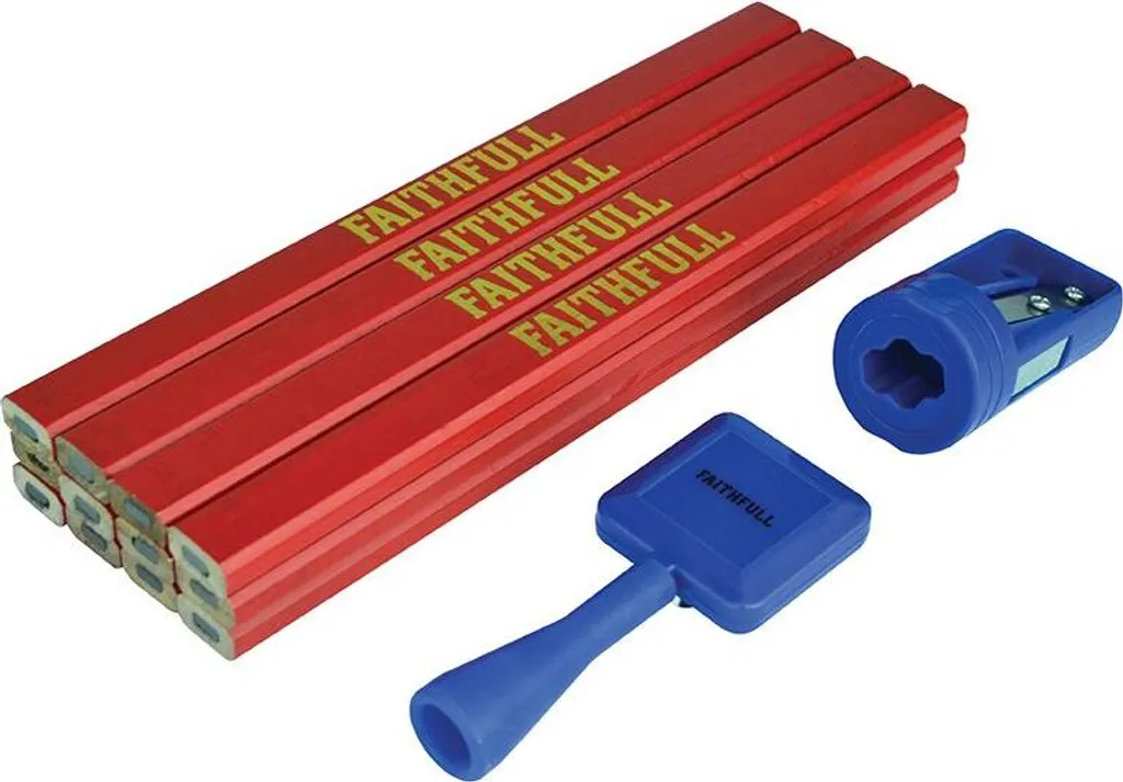 Crayons pour Chantier Bois - 12pcs Faithfull Rouge Moyen - Traçage Net