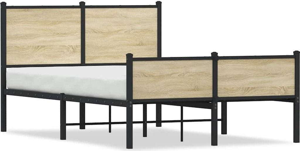 vidaXL Metallbett ohne Matratze Sonoma-Eiche 120x200 cm