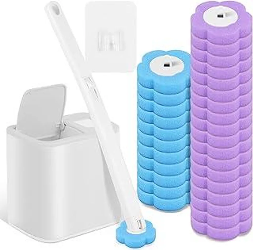 Set di scopini monouso Scopino monouso per WC Scopino per WC con 30 ricariche detergenti Set di scopini per bagno Lavandino Vasca da bagno Pavimento (bianco)