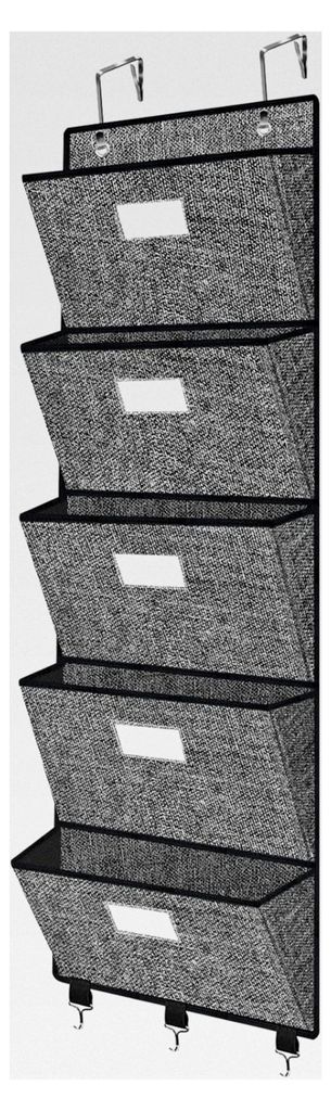 Wandorganizer mit 5 großen Taschen, Hängeaufbewahrung für Büro, Dokumentenhalter, Zuhause, Schule (Schwarz)