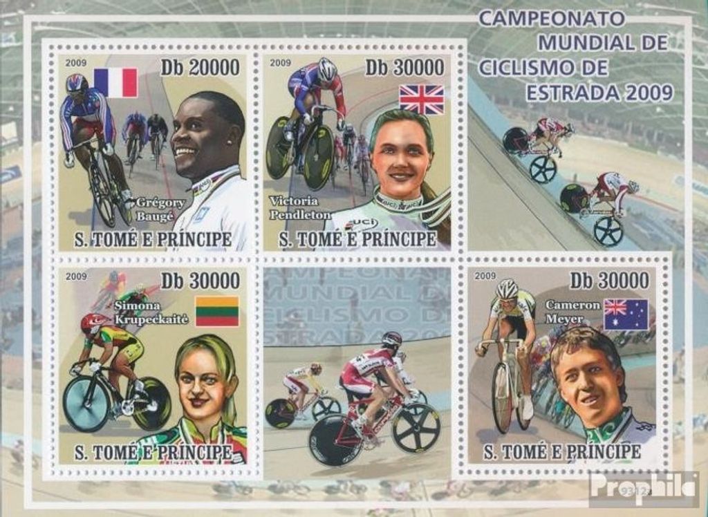 Briefmarken Sao Tome e Principe 2009 Mi 4078-4081 Kleinbogen (kompl. Ausgabe) postfrisch Weltmeister im Lkw-Radsport 2009