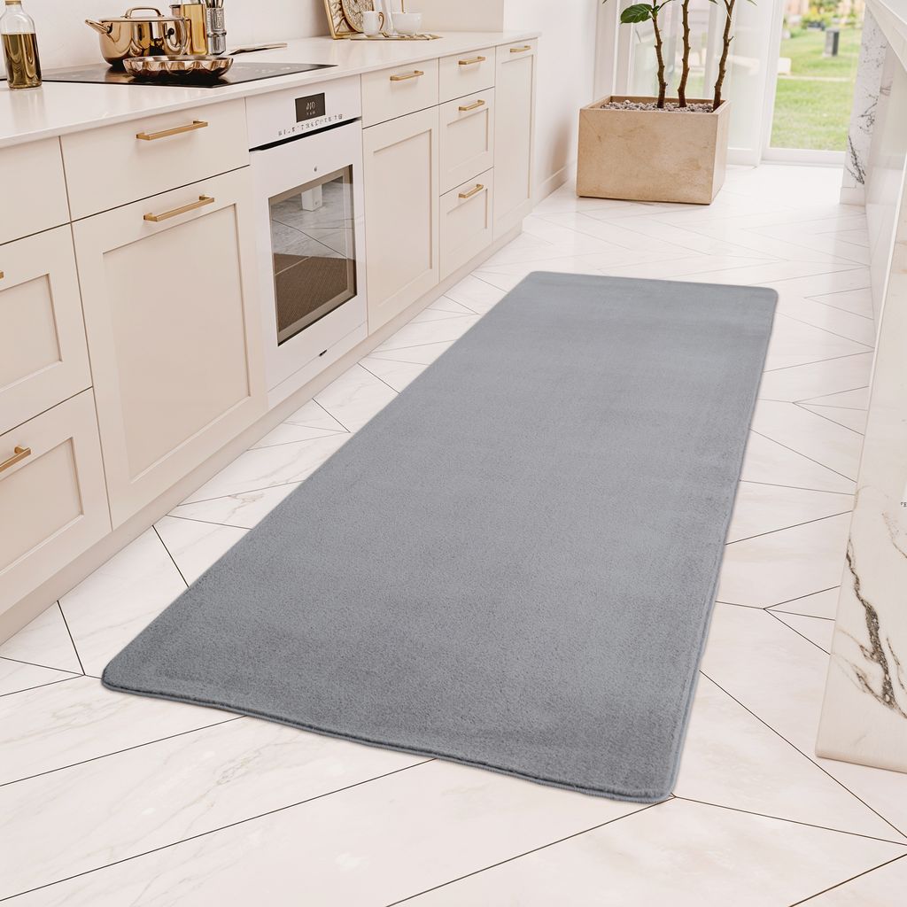 Teppium Waschbarer Kurzflor Teppich, rutschfest & weich, Modernes Einfarbig Design für Wohnzimmer, Schlafzimmer, Grösse: 80x250 cm