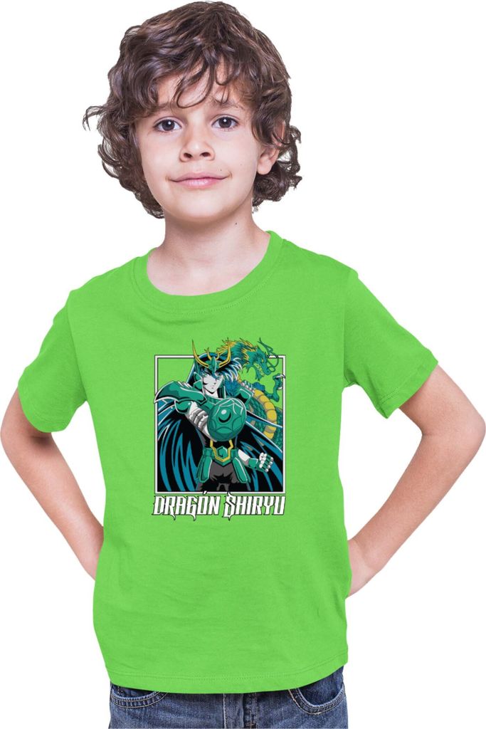 Kinder T-Shirt Japan Anime Manga Saint Anime Seiya Dragon Shiryu Dragon Shiryu, 5-6 Jahr - 116 / Lime