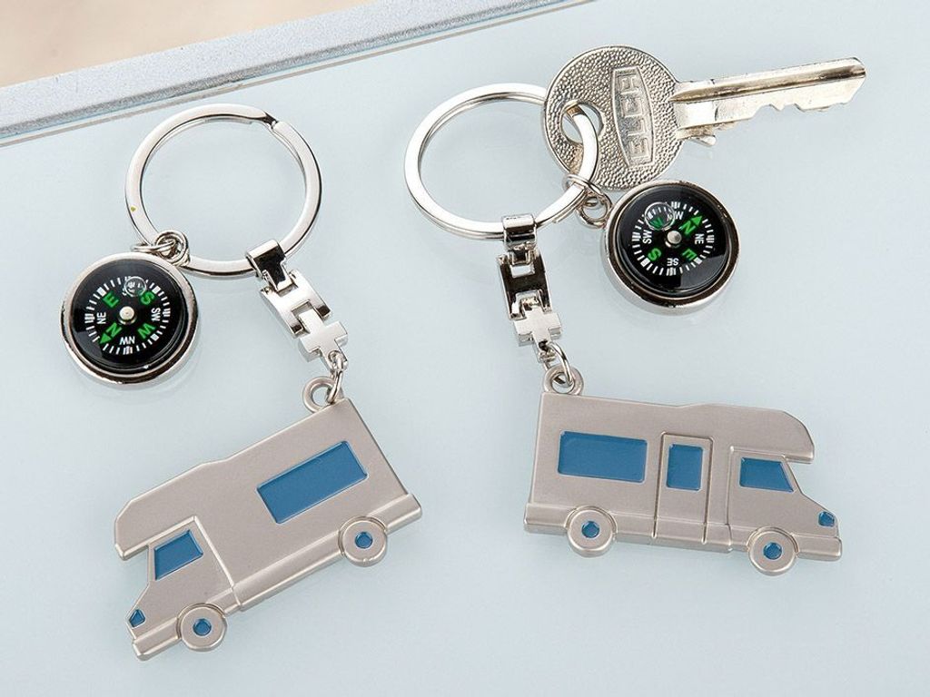 Schlüsselanhänger mit Wohnmobil und Kompass Produktbild 