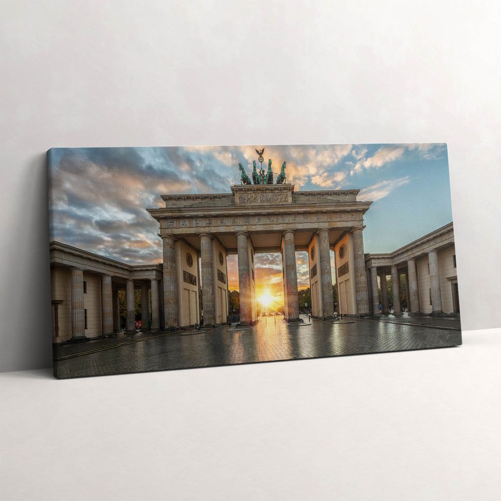 Brandenburger Tor in Berlin – Leinwandbild Wandbild – 140x70 cm – Leinwandbilder – Wandbilder – Schlafzimmer – Flur