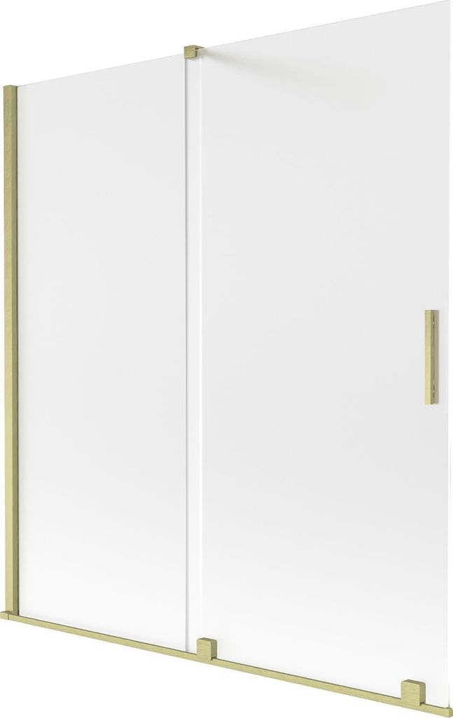 Mexen Velar 2-flügelige Duschabtrennung 150 x 150 cm, Milchglas, gebürstetes Gold - 896-150-000-31-55