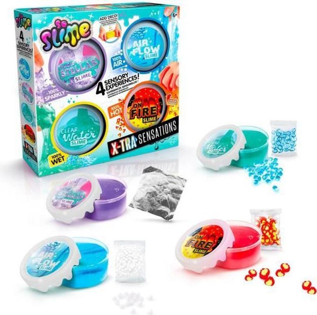 So Slime DIY Xtra Sensation Multipack, 4 Slimes mit Texturen, 4 Dekorationen, Ab 3 Jahren