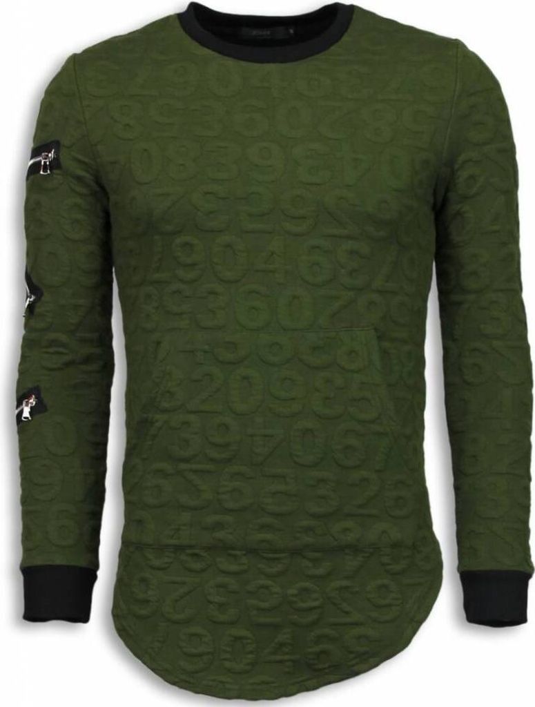 D Numbered Pocket Long Sweatshirt - M