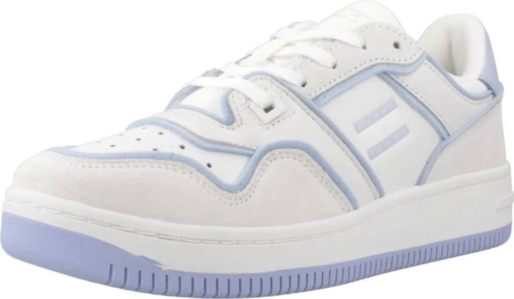 Tommy Jeans Tjw Retro Basket Blanc - Baskets Basses en Cuir pour Femme