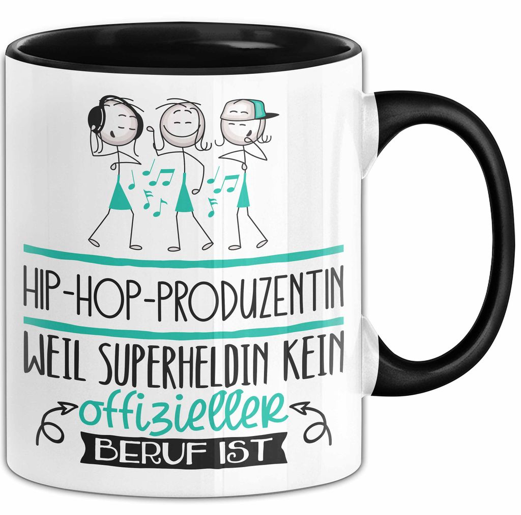 Hip-Hop-Produzentin Geschenk Tasse Lustiger Spruch Hip-Hop-Produzentin Weil Superheldin Kein Offizieller Beruf Ist Geschenkidee (Schwarz)
