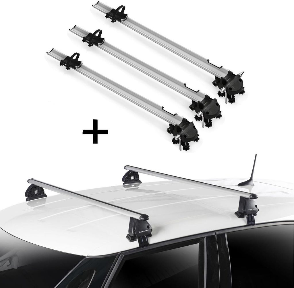 3x Fahrradträger Bike Pro + Dachträger VDP EVO ALU kompatibel mit für Skoda Fabia (NJ) 5 Türer ab 2015