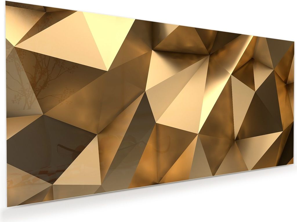 Glasbild Wandbild Abstrakte Formen 3D 110x55cm in XXL für Wohnzimmer, Schlafzimmer, Badezimmer, Flur