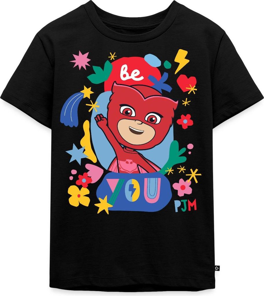 Spreadshirt PJ Masks Owlette Slogan Be You Sei Du Selbst Kinder Premium T-Shirt, 98/104 (2 Jahre), Schwarz