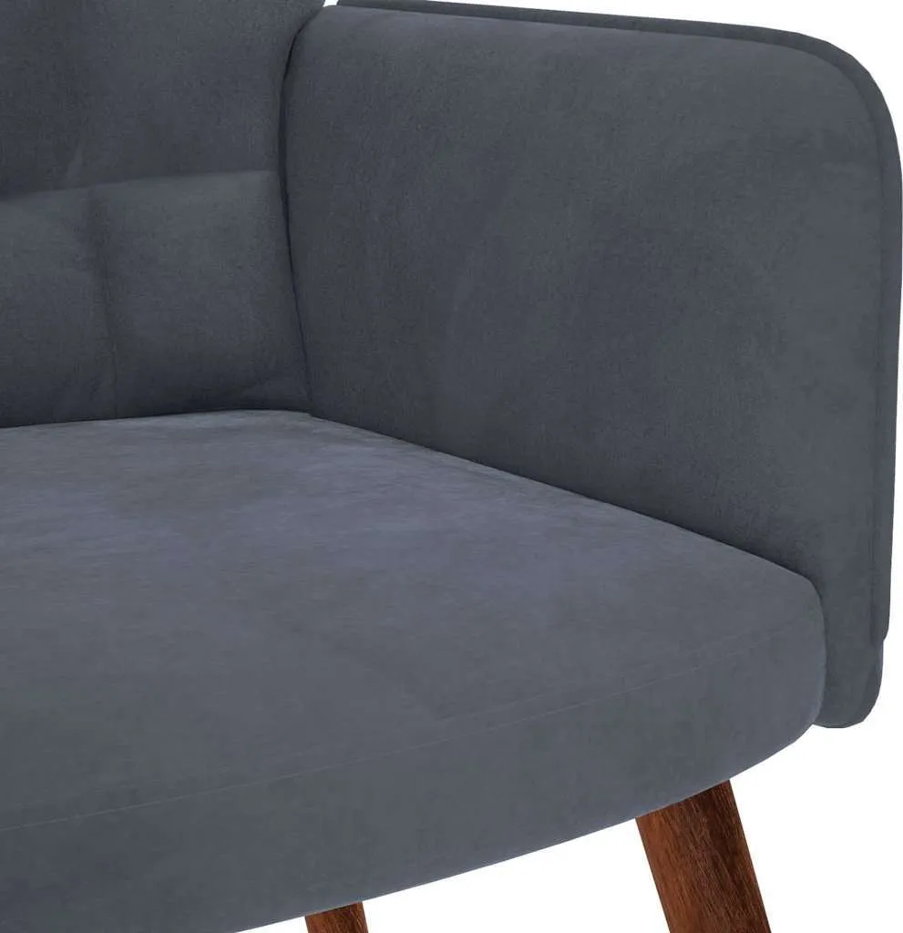 Poltrona Con Poggiapiedi Rivestita In Tessuto Grigio Scuro Struttura Robusta Seduta Confortevole E Design Moderno Vidaxl