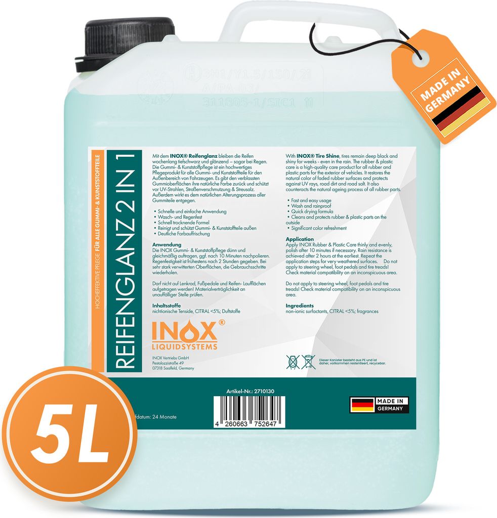 INOX 5L Reifenglanz 2:1 Kunststoffpflege & Gummipflege Reifenpflege Reiniger