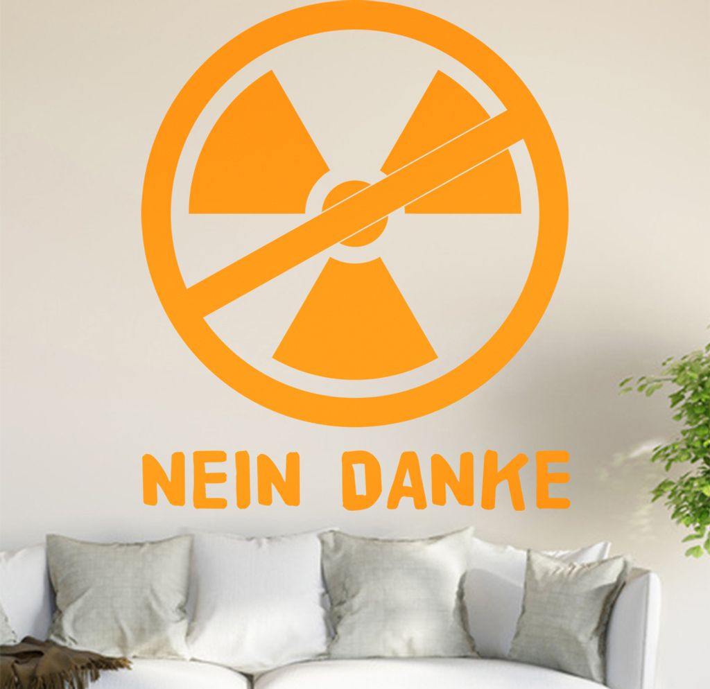 Atomkraft - Nein Danke Wandtattoo in 6 Größen - Wandaufkleber Wall Sticker - Dekoration, Küche, Wohnzimmer, Schlafzimmer, Badezimmer