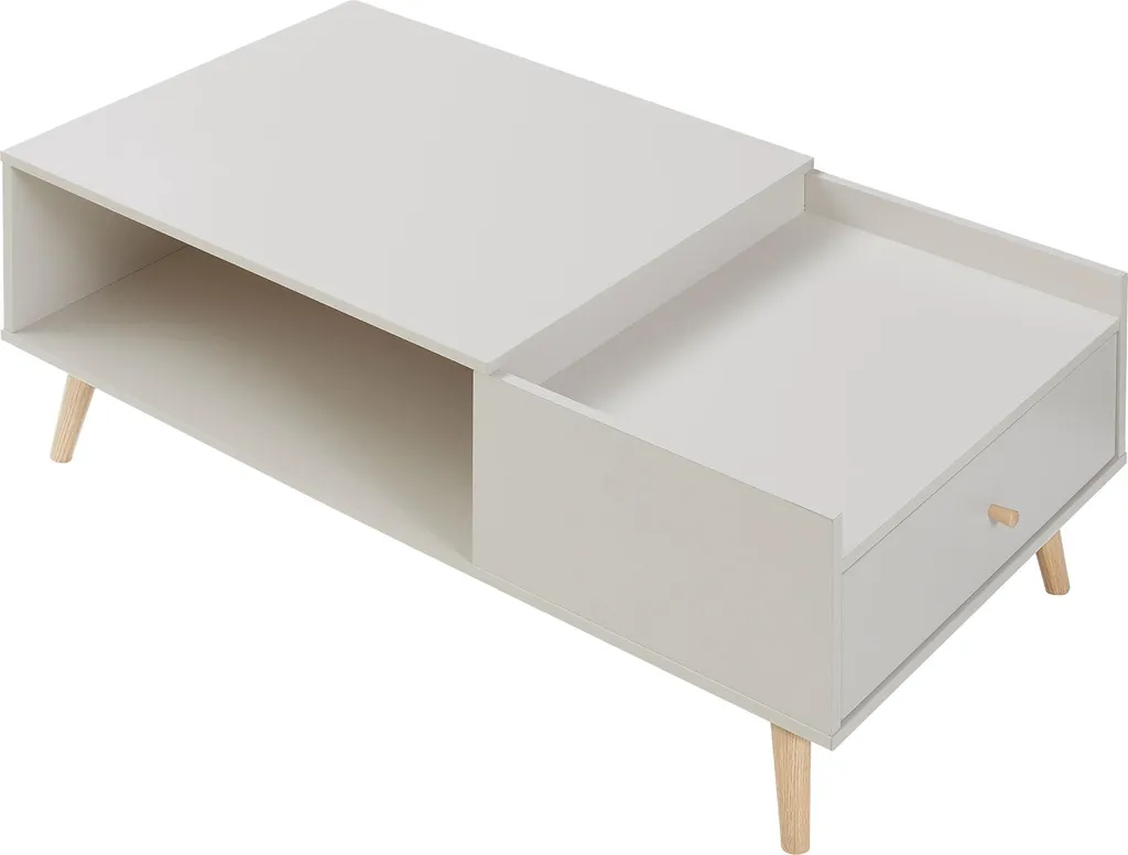 Table basse Hallevil idéale pour salon moderne : tiroir et gris clair - 5