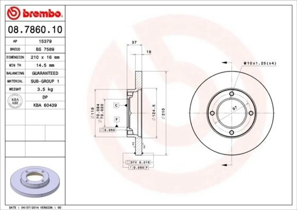 Disques de frein haute performance Brembo 08.7860.10 - Endurance et sécurité