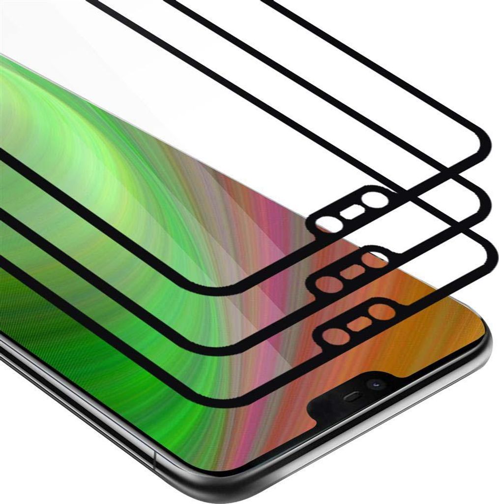 Cadorabo 3x Vollbild Panzer Folie für Nokia 7.1 2018 Schutzfolie in Schwarz Tempered Display-Schutzglas
