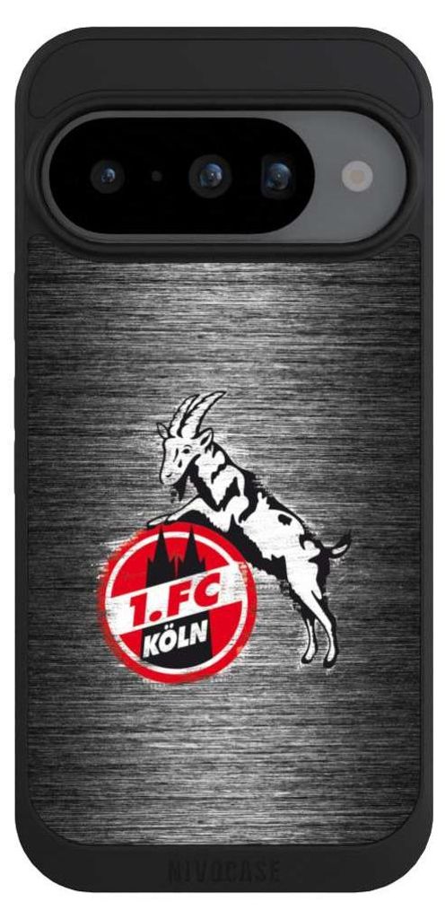 NIVOCASE Handyhülle für Google Pixel 10 Hülle NIVOpure Case Schwarz 1. FC Köln Metallic Look Offizielles Lizenzprodukt