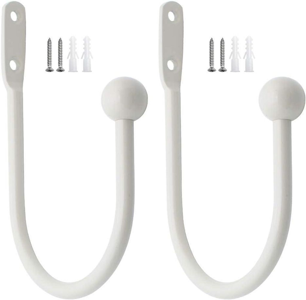 2er-Pack Metall-Raffhalter, wei?, zur Wandmontage, U-f?rmig, Gardinenhaken, dekorative Raffhalter, Wohnaccessoires