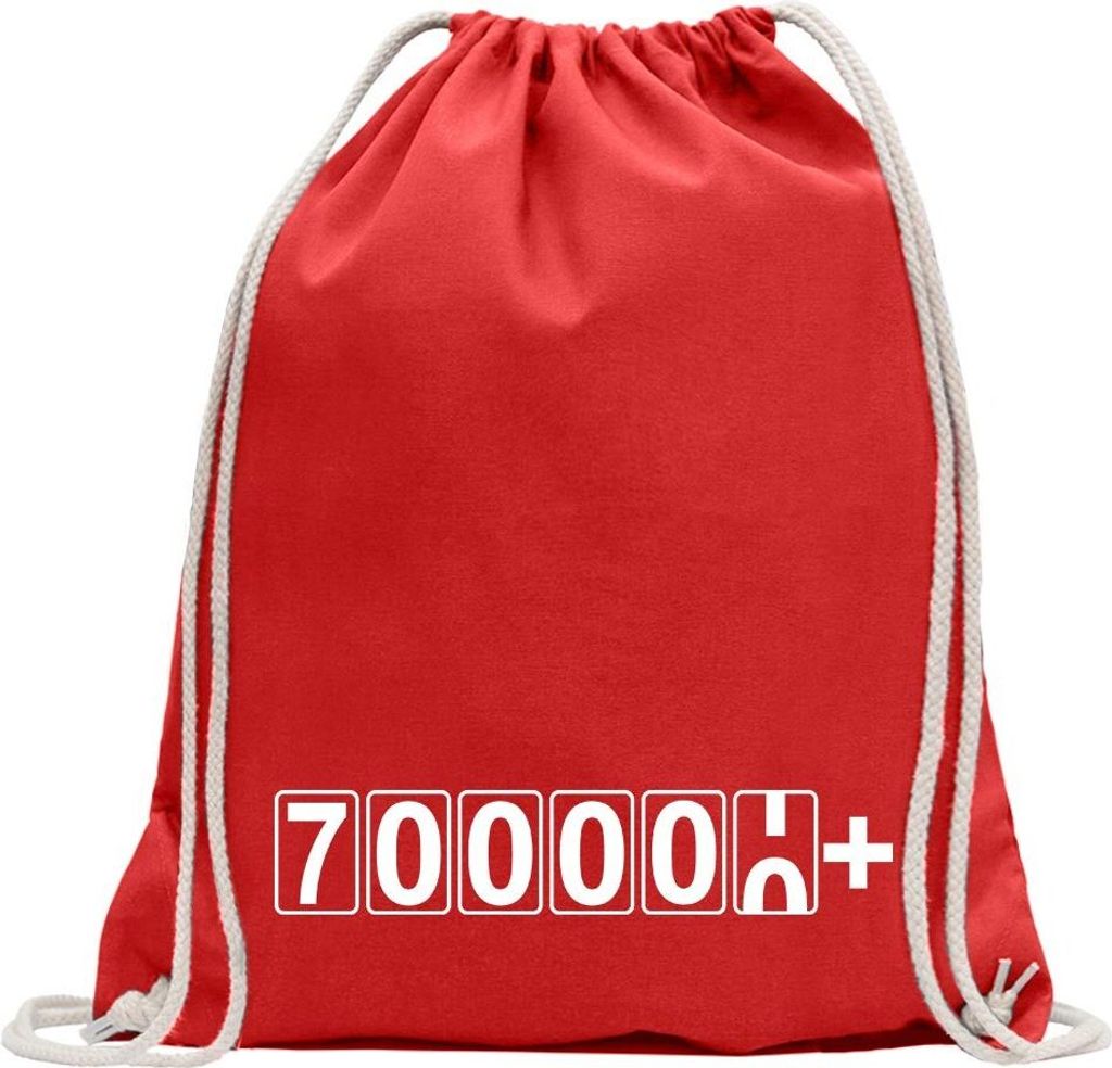 Kiwistar - Turnbeutel - rot - 700000+ km Kilometerzähler - Fun Rucksack Sport Beutel Gymsack Baumwolle mit Ziehgurt