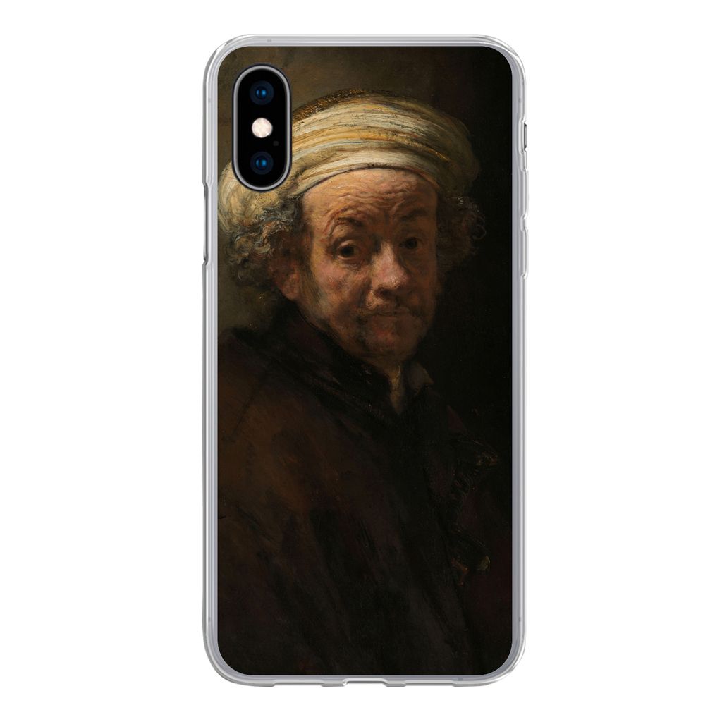MuchoWow Handyhülle Schutzhülle Hülle für iPhone X Selbstbildnis als Apostel Paulus - Gemälde von Rembrandt van Rijn Silikon Softcase Handy ...