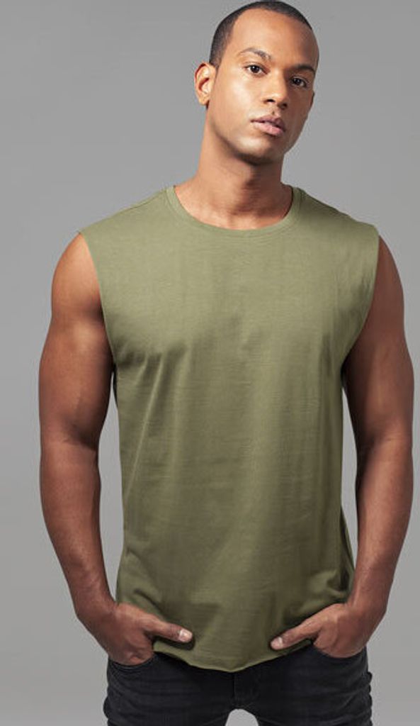 Urban Classics - OPEN EDGE Sleeveless Shirt oliv - S