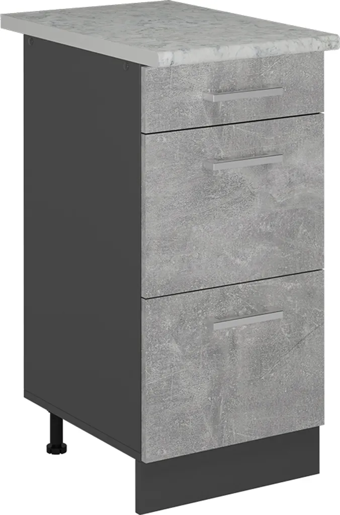 Vicco R-Line Meuble Bas de Cuisine 40cm Béton avec Tiroirs Model 53335
