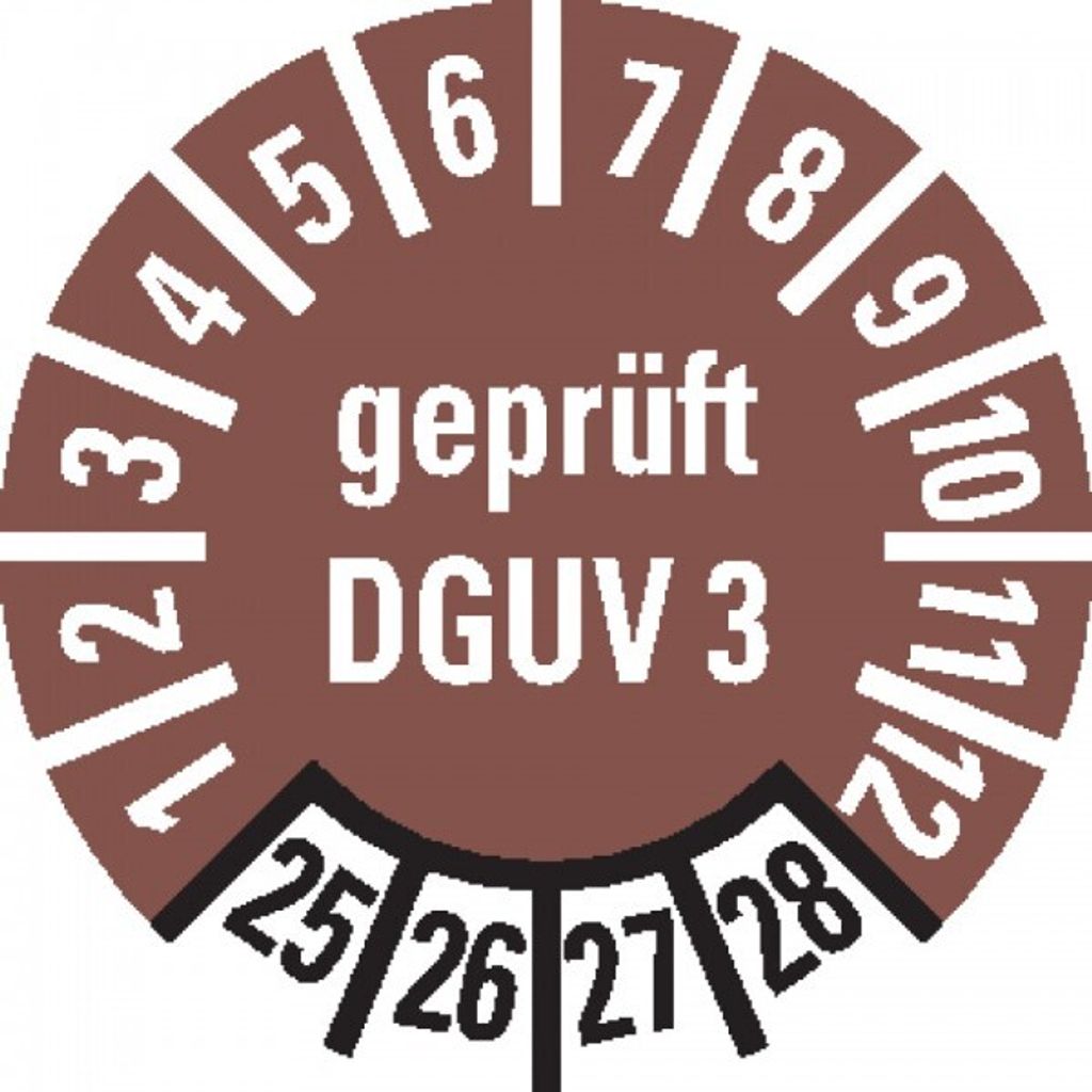 Dreifke Prüfplakette DGUV Vorschrift 3, 25-28, braun, Folie, ablösba...