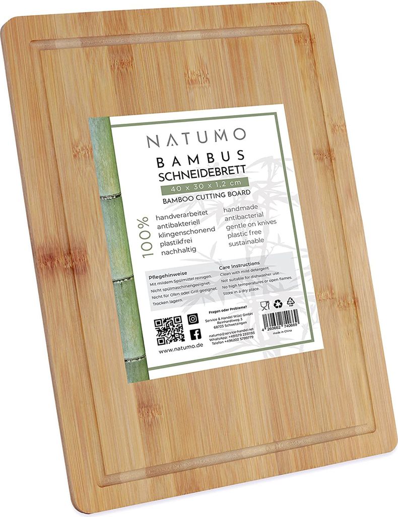 NATUMO ® Schneidebrett Bambus mit Saftrille, 40 x 30 cm Produktbild 