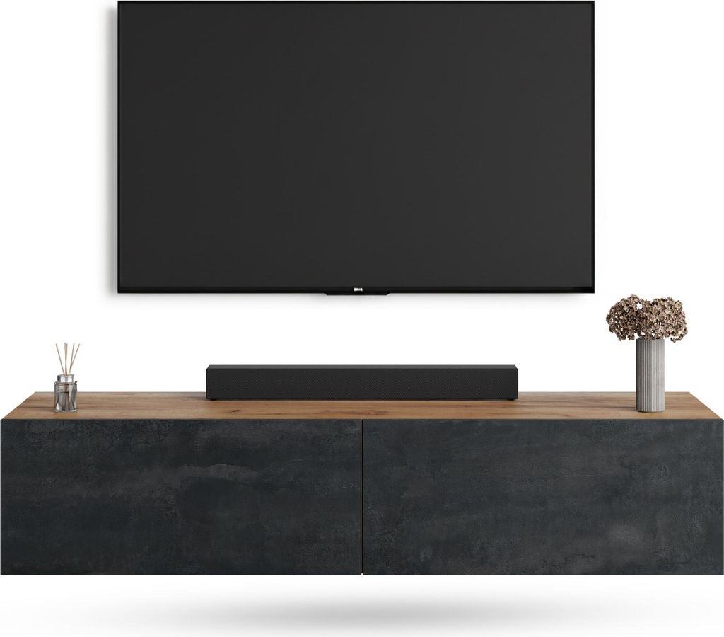 WEST TV Schrank 140 cm Fernsehtisch Sideboard, hängend oder stehend TV Möbel