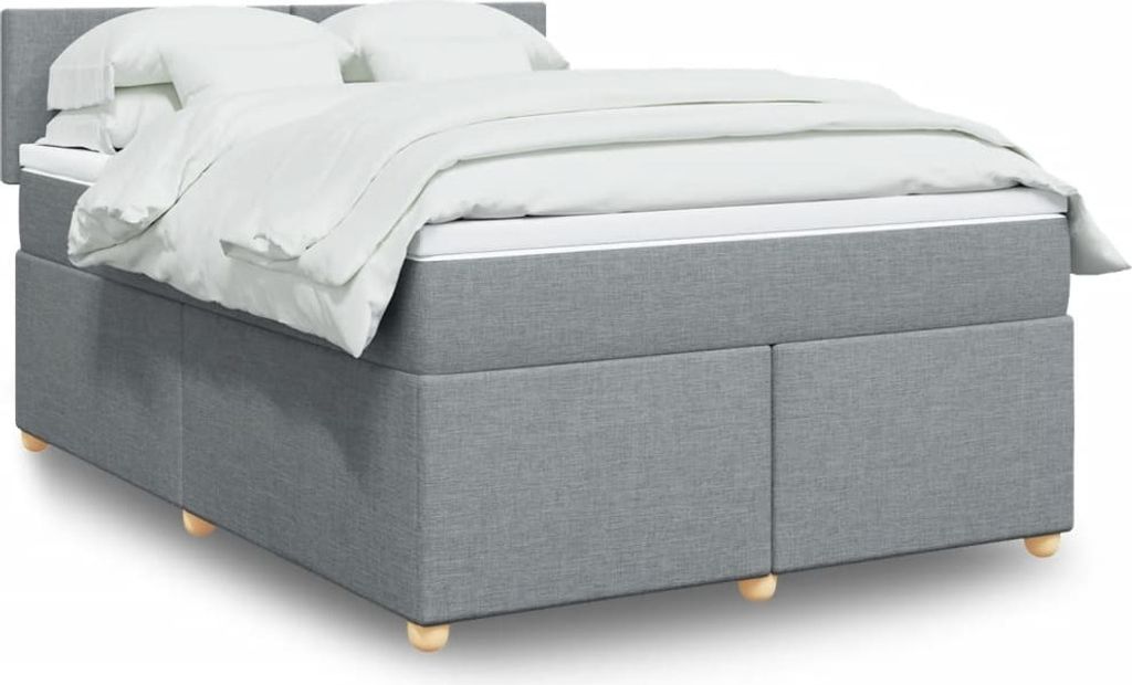 Maison Exclusive - Boxspringbett mit Matratze Hellgrau 140x200 cm Stoff
