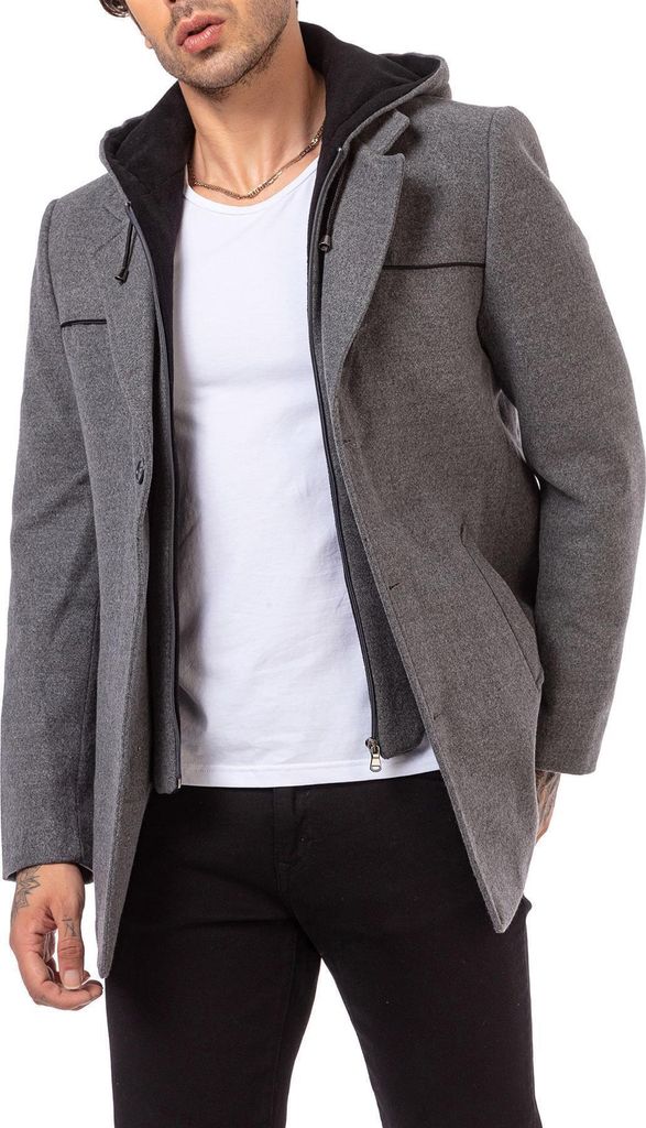 Red Bridge Herren Mantel Trenchcoat lange Jacke Grau XXL