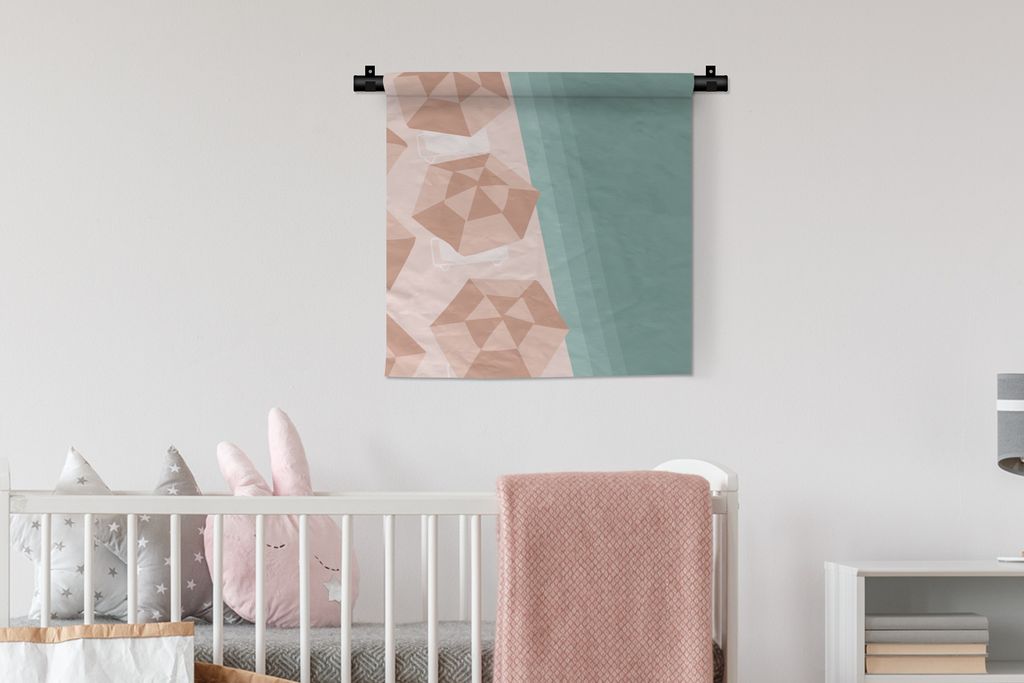 MuchoWow Wandteppich Wandbehang Sommer - Sonnenschirme - Meer 60x60 cm Tapisserie Dekoration Wandtuch - Dekorationen - Wand Decke