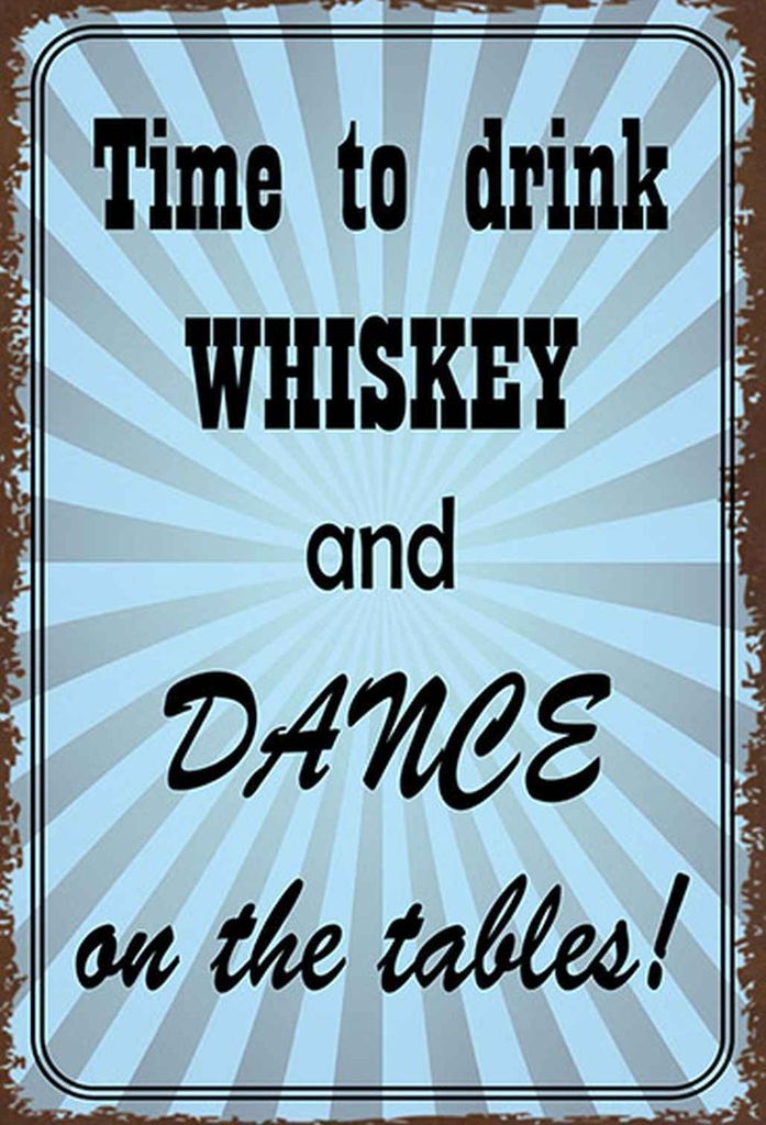 vianmo Holzschild 30x20 cm time to drink whiskey and dance Spruch Zitat