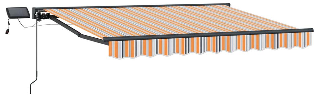 Manueller Markisenrahmen - CLORIS - Hochwertige Materialien - mit LEDs - Blau und Orange 3,5x2 m - Markisen C1012